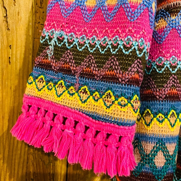 Ruby Yaya Bright Fringed Boho Cardigan Small/Medium - Picture 6 of 13